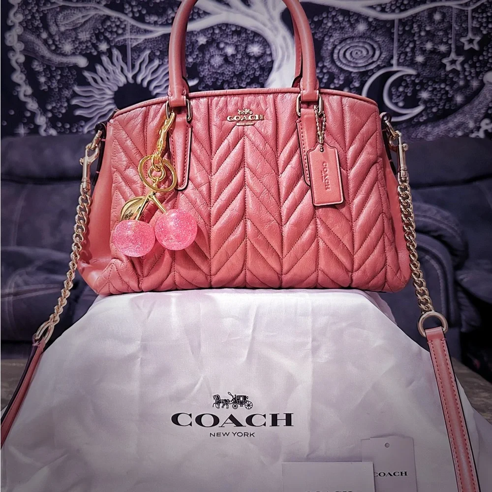 Coach soho shoulder bag Quilted Pink Satchel small crossbody bag tote bag - Picture 8 of 17